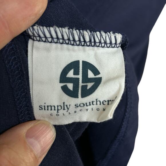 Simply Southern Dress Size M Navy Long Sleeve Knit With Ruffle Sleeves - Picture 5 of 6